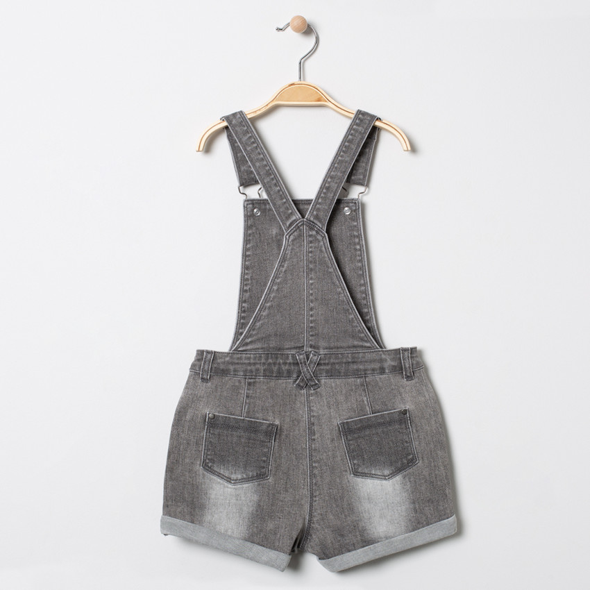 Salopette effet used à fleurs brodées 