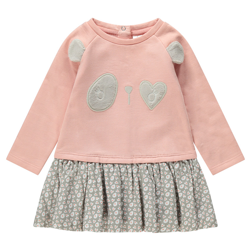 Robe bi-matière effet 2 en 1 avec détails panda en reliéfés 