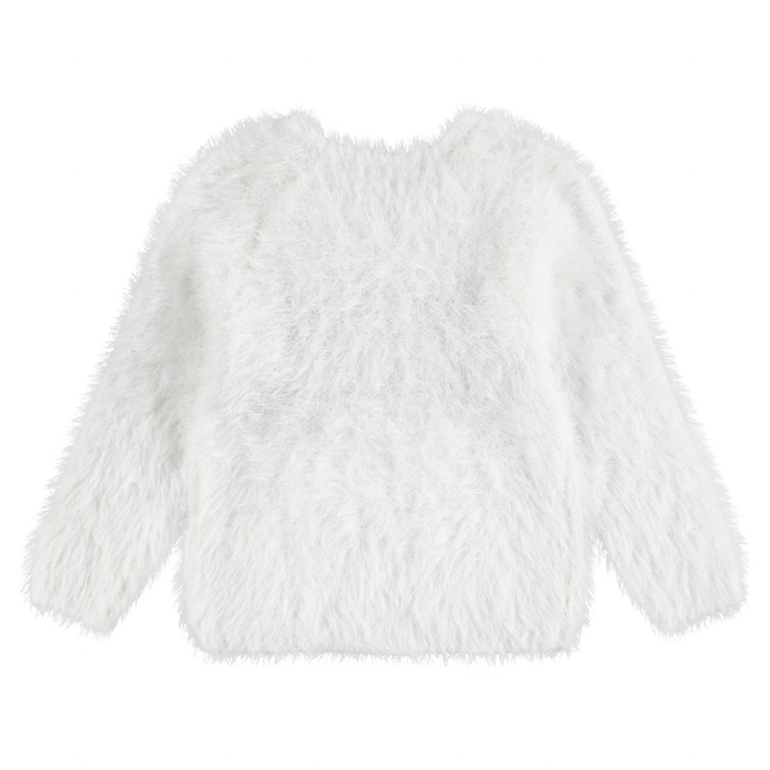 Pull en tricot poil avec motif fleur en jacquard 