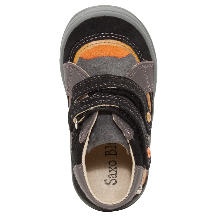 Bottillons en cuir avec empiècements contrastés 