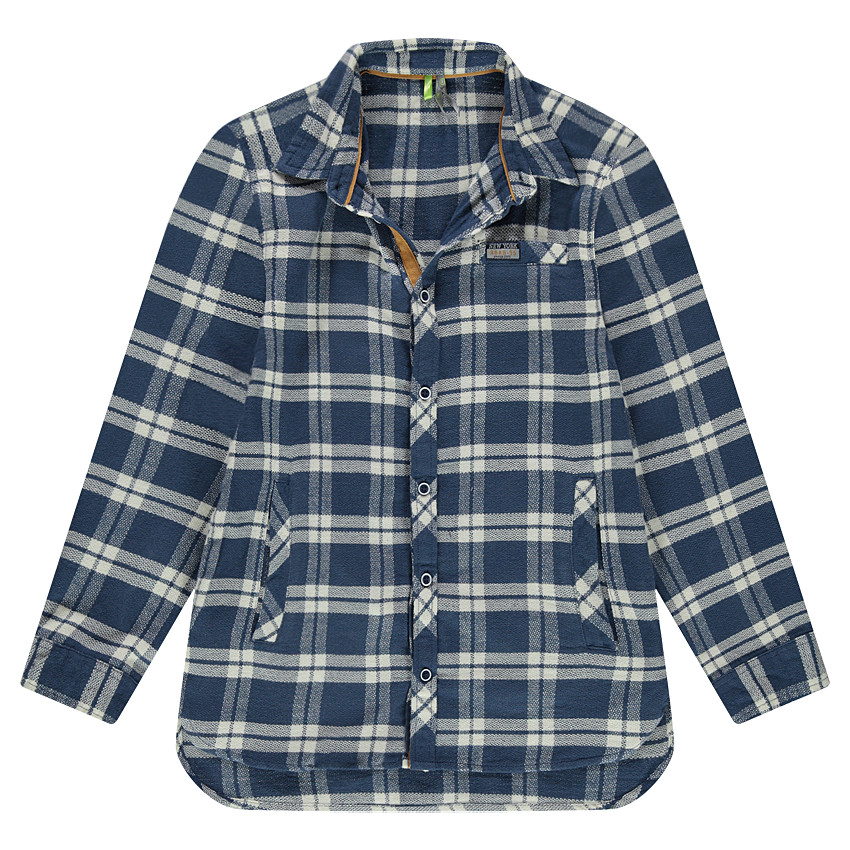 Junior - Chemise manches longues en flanelle à carreaux contrastés 