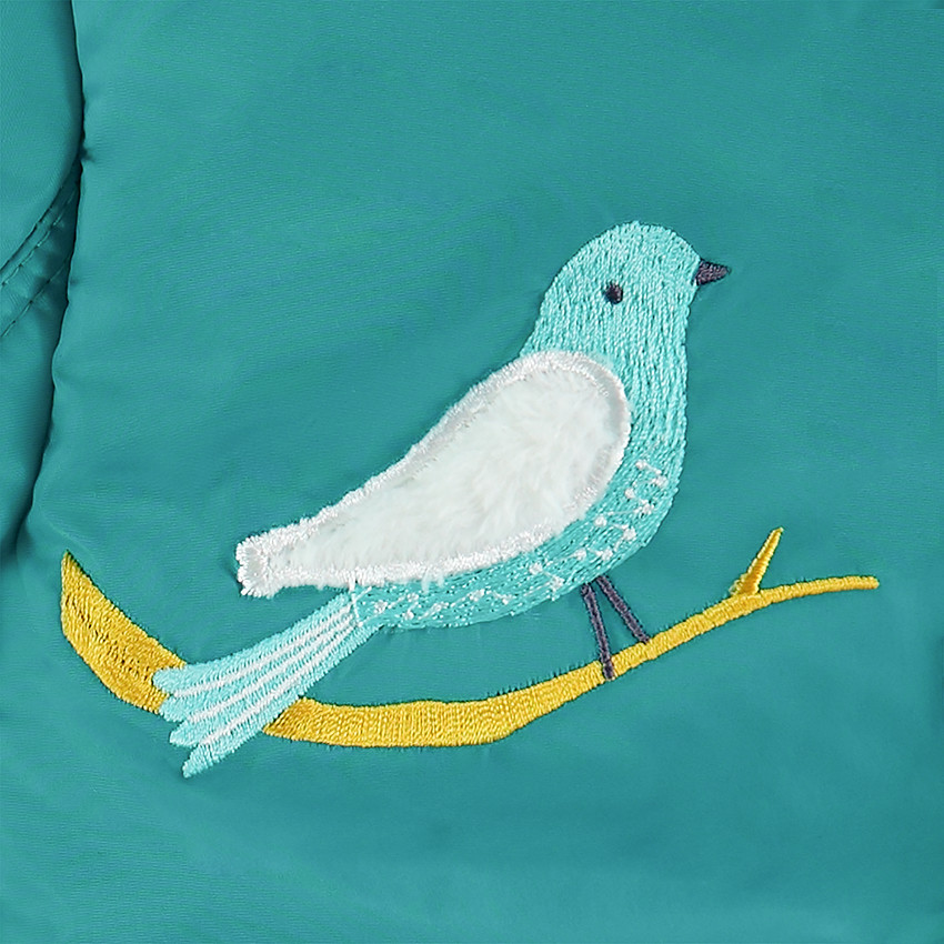 Parka doublée sherpa avec capuche amovible et broderies 