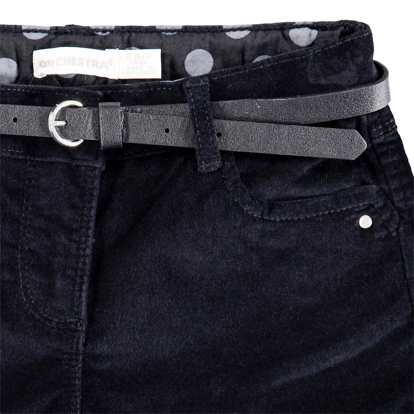 Short en velours uni avec ceinture ajustable et amovible 