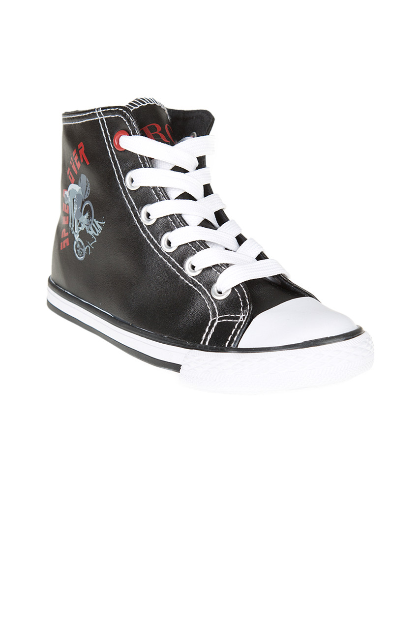 Baskets montantes aspect cuir à lacets et zip 