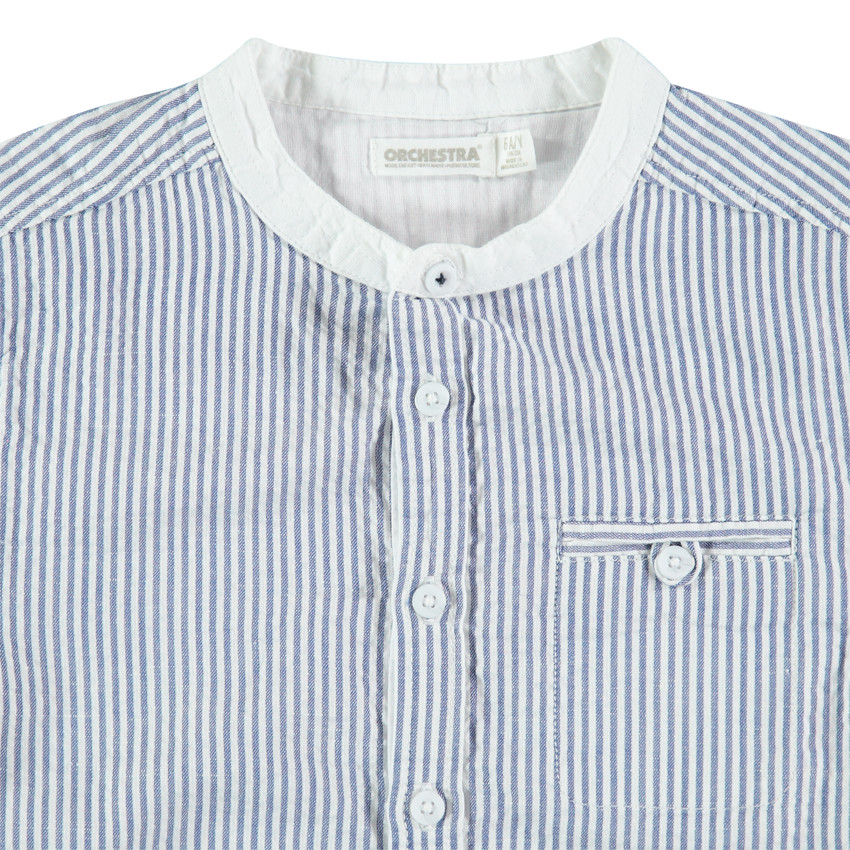 Chemise manches courtes à rayures et col rond 