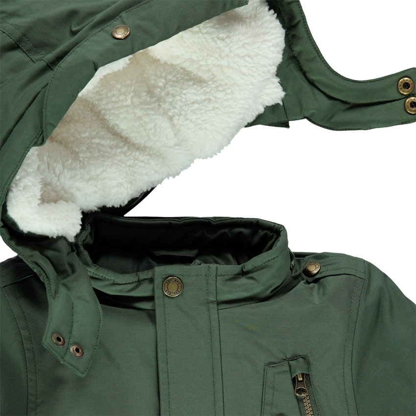 Parka en toile doublée sherpa à capuche amovible 