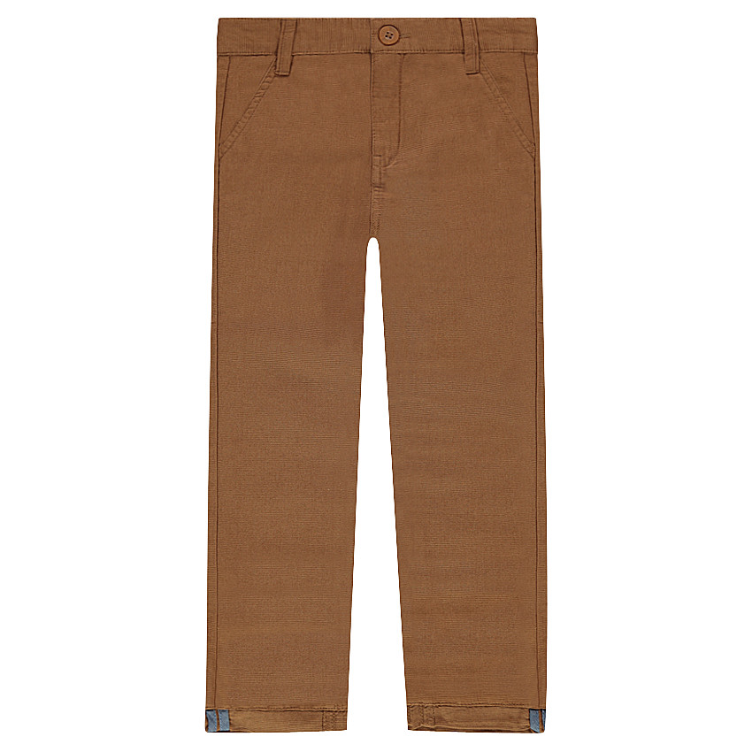 Pantalon coupe chino en coton fantaisie camel 