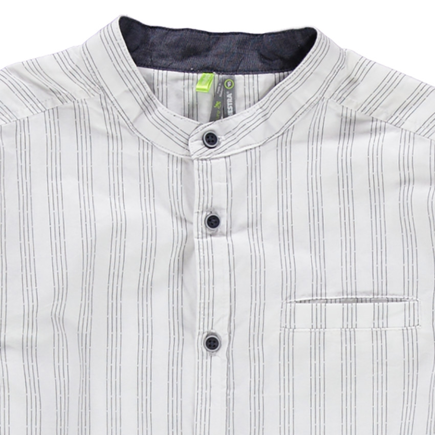 Junior - Chemise manches longues col mao à rayures verticales 