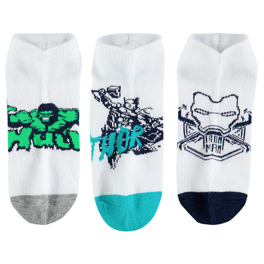 Lot de 3 paires de chaussettes basses avec héros de Marvel en jacquard 