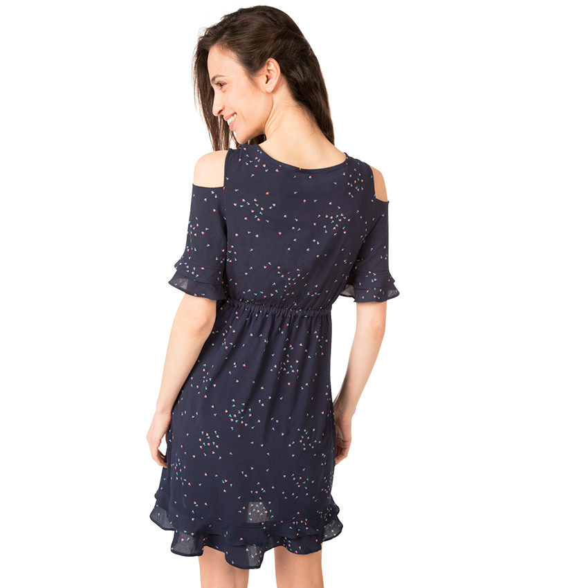 Robe de grossesse à épaules ajourées et imprimé all-over 