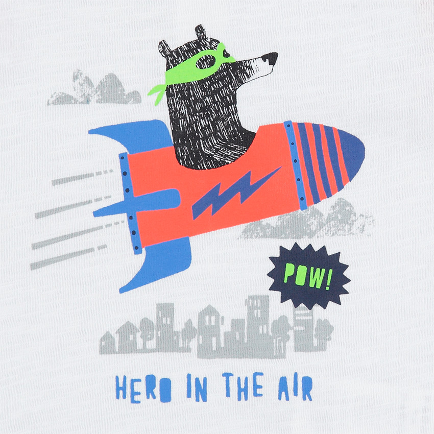 Tee-shirt manches longues bicolore en jersey avec ours printé 