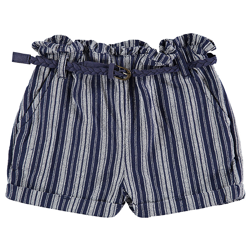 Short avec rayures en jacquard et ceinture tressée amovible 