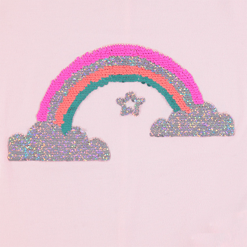 Tee-shirt manches longues avec arc-en-ciel en sequins magiques 