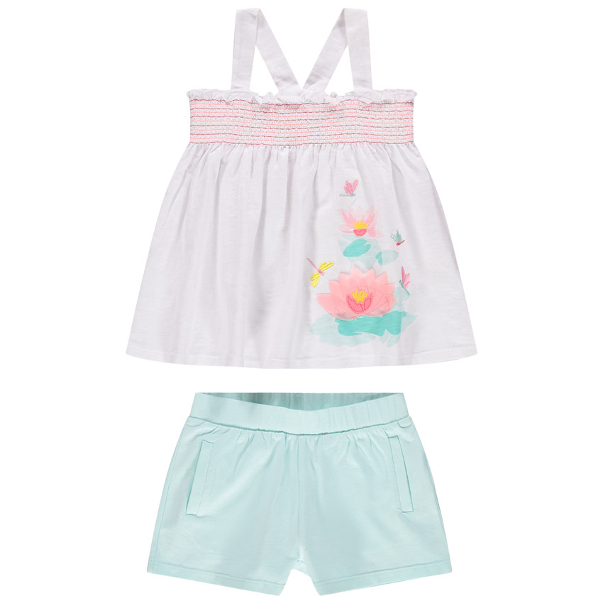 Ensemble avec tunique à fleurs et short uni 