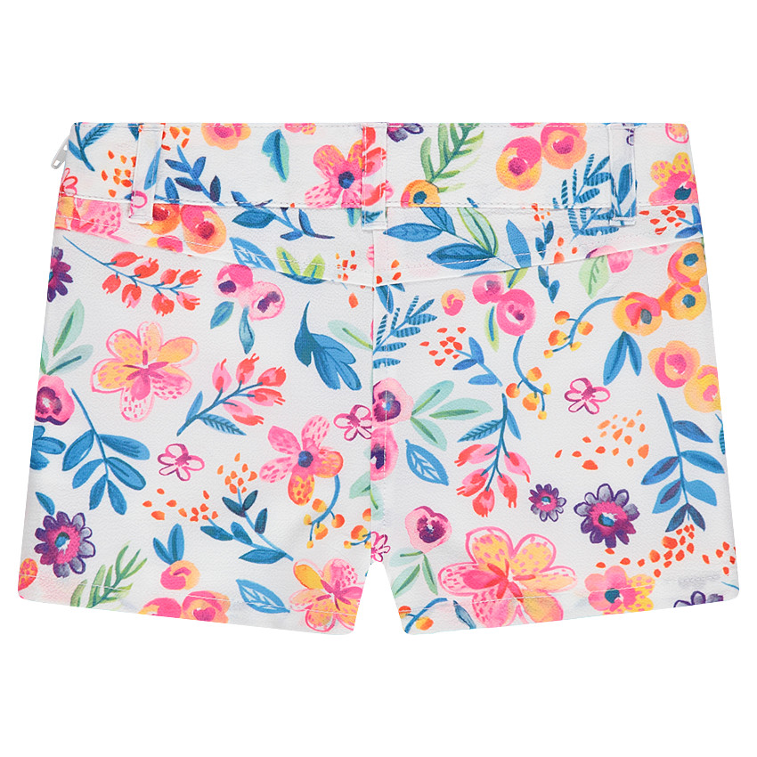 Short en crêpe à fleurs all-over et noeud 