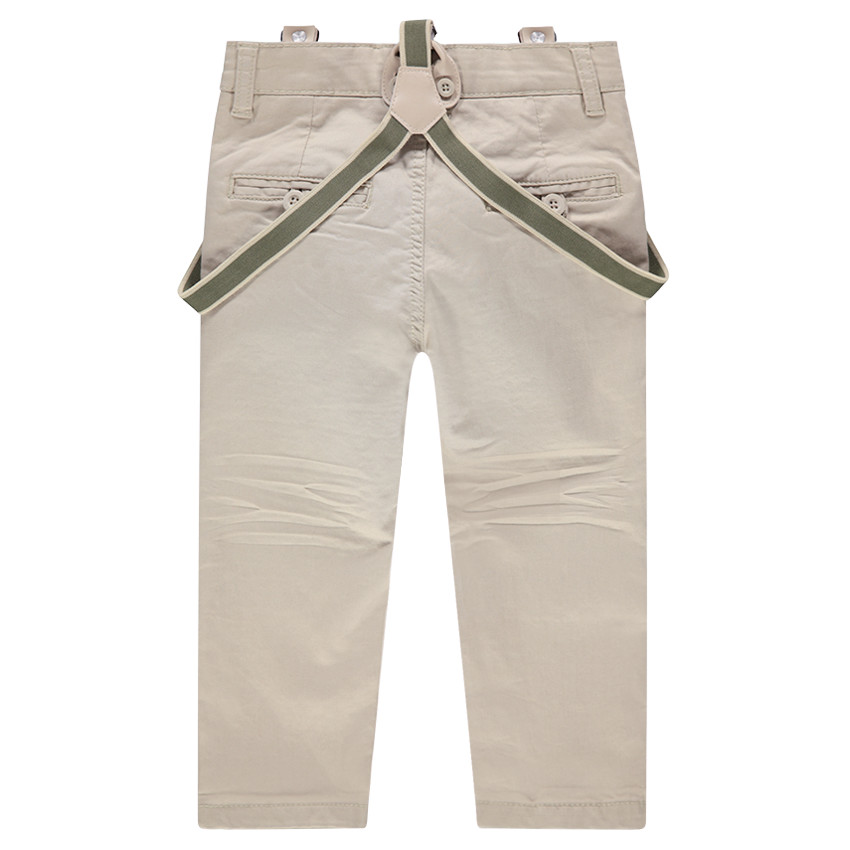 Pantalon de cérémonie en satin de coton uni à bretelles amovibles 