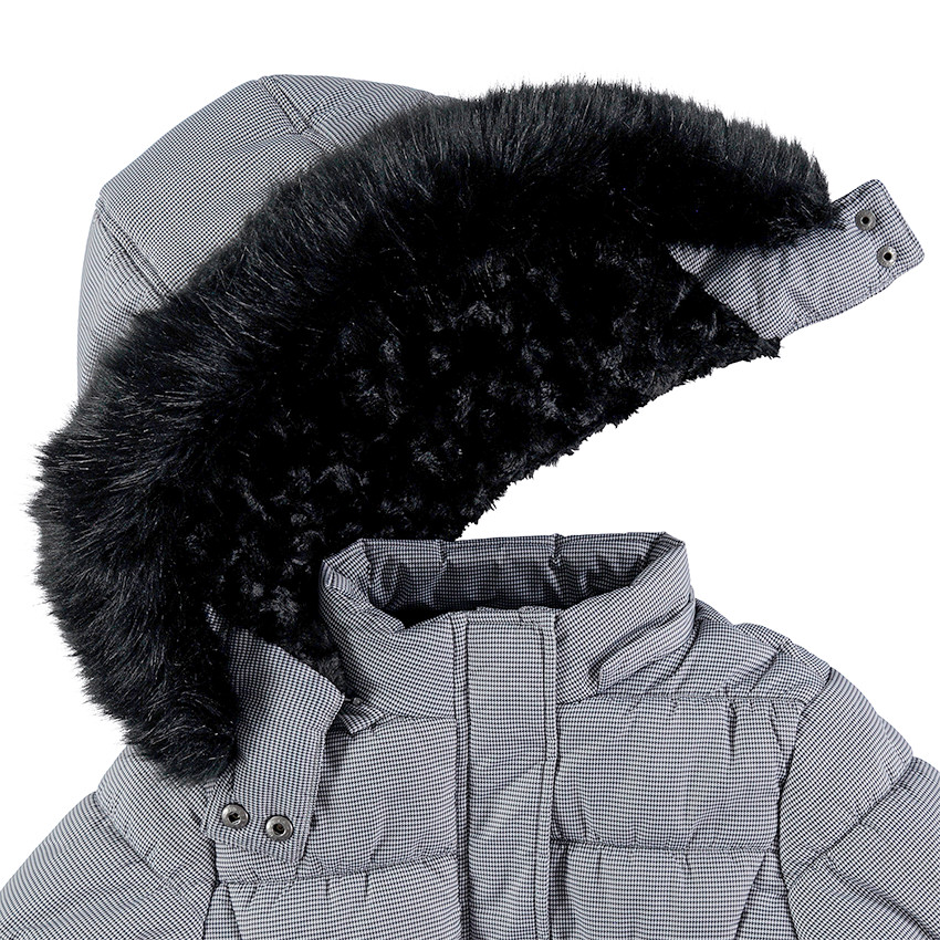Junior - Parka en micro pied de poule doublée sherpa 