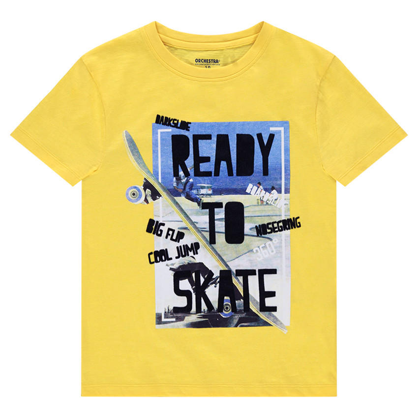 Junior - Tee-shirt manches courtes en jersey uni avec print fantaisie 