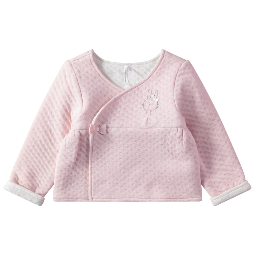 Gilet rose à micro motif all-over et lapin en tutu printé 