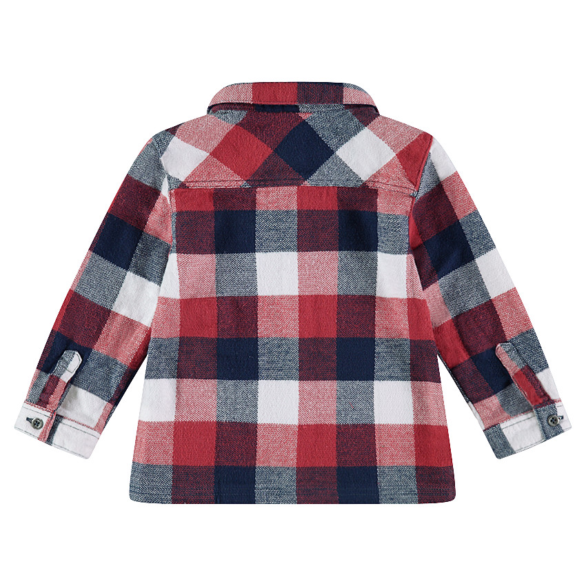 Chemise manches longues en flanelle à carreaux contrastés 