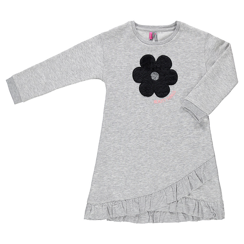 Robe manches longues en molleton avec fleur en sherpa 