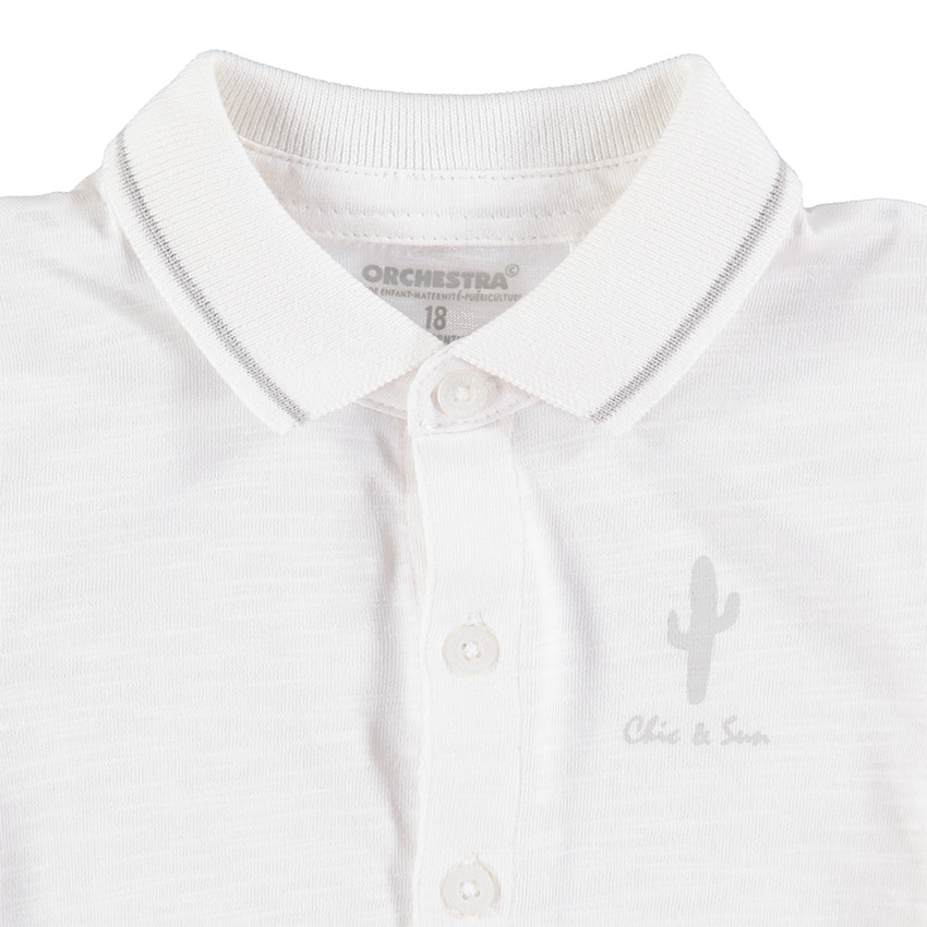 Polo manches longues en jersey slub avec print cactus 