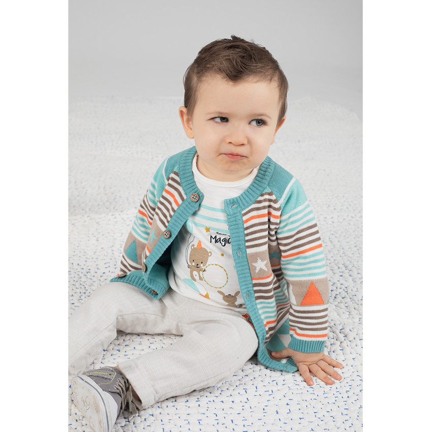 Gilet en tricot avec motifs jacquard et doublure jersey 