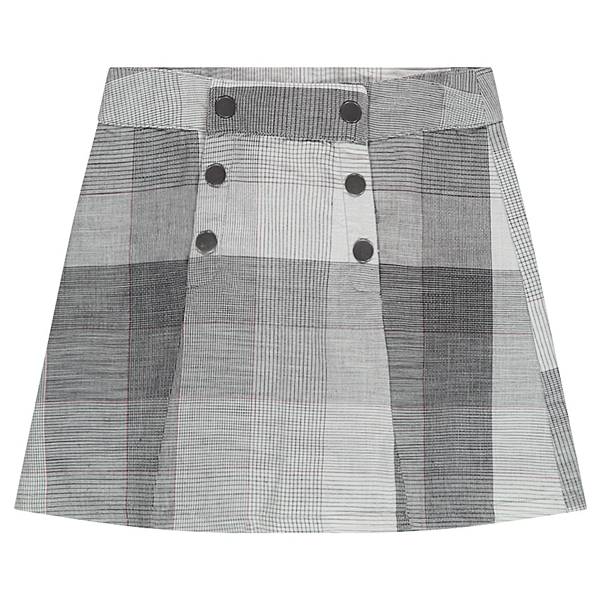 Jupe à carreaux avec double ouverture pressionnée 