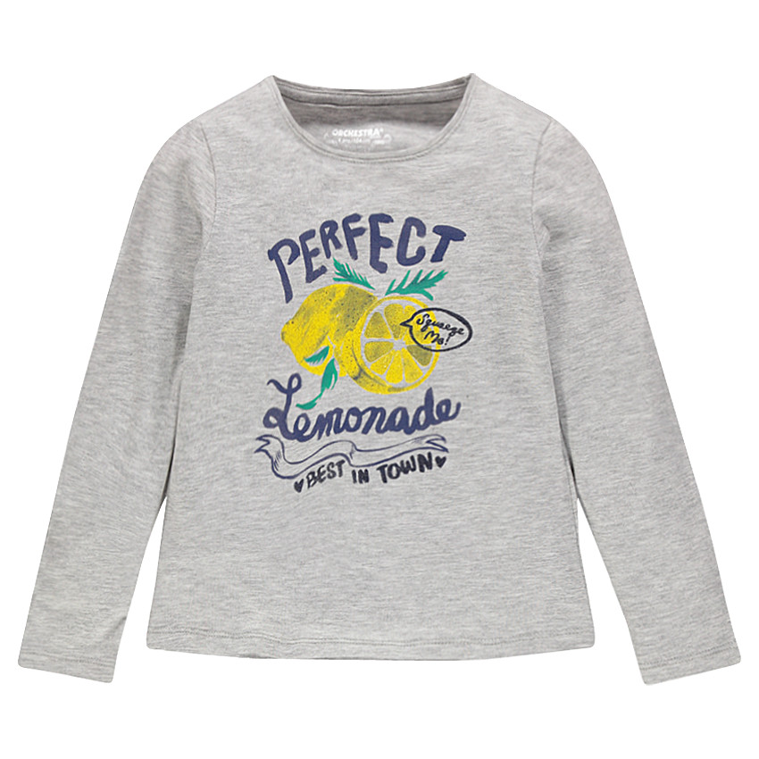 Tee-shirt manches longues print fantaisie pailleté 