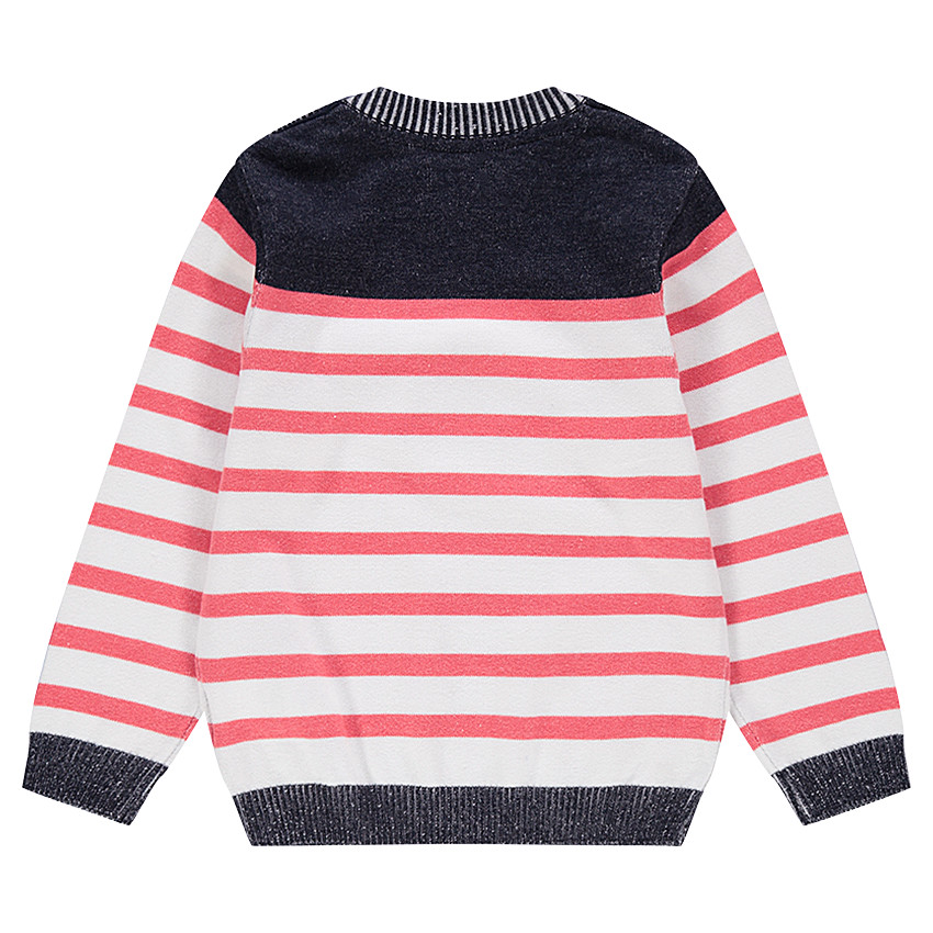 Pull en tricot effet marinière avec print requin 