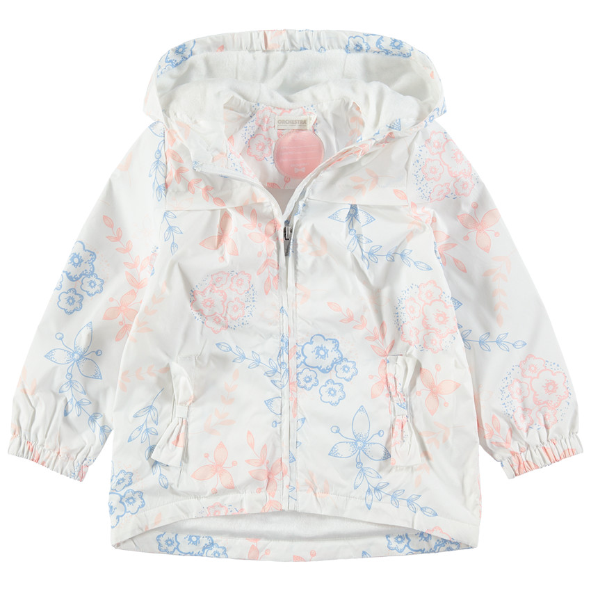 Coupe-vent à capuche doublé sherpa à fleurs all-over 