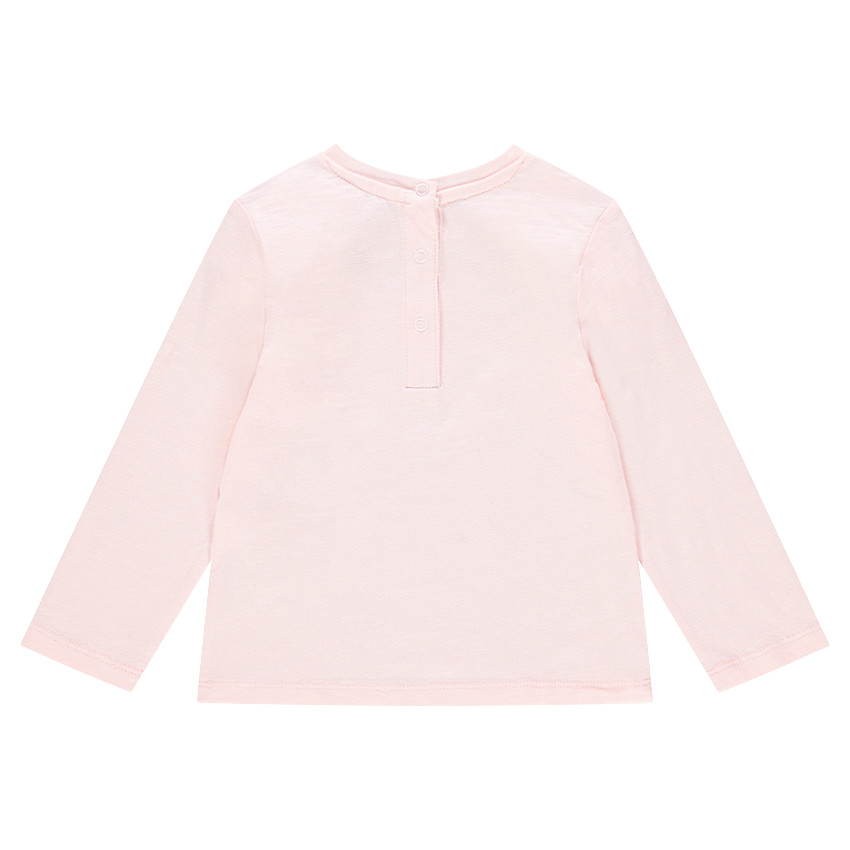 Tee-shirt manches longues en jersey avec lapin printé et fleurs en relief 