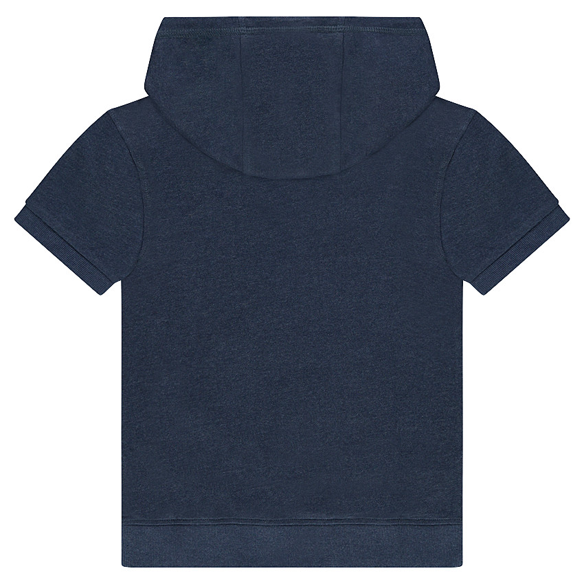 Sweat à capuche en molleton manches courtes avec badges patchés 