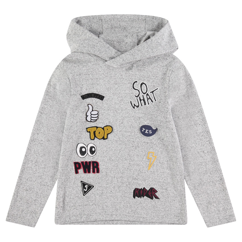 Junior - Tee-shirt manches longues en maille fantaisie avec message printé 