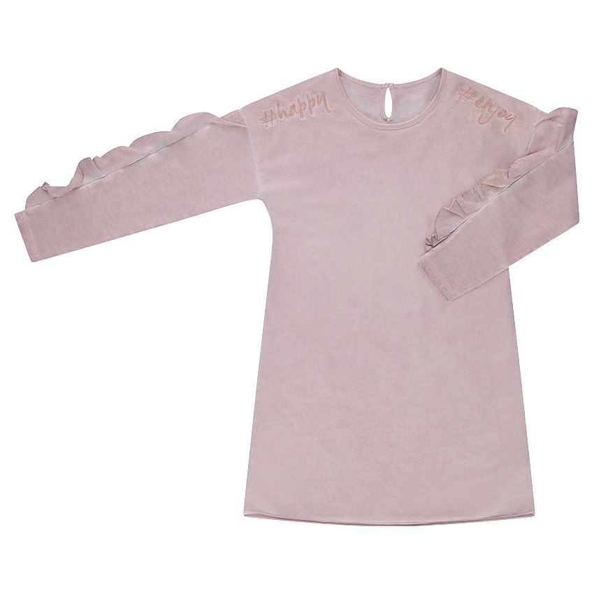 Junior - Robe en molleton surteint avec inscriptions brodées et volants 