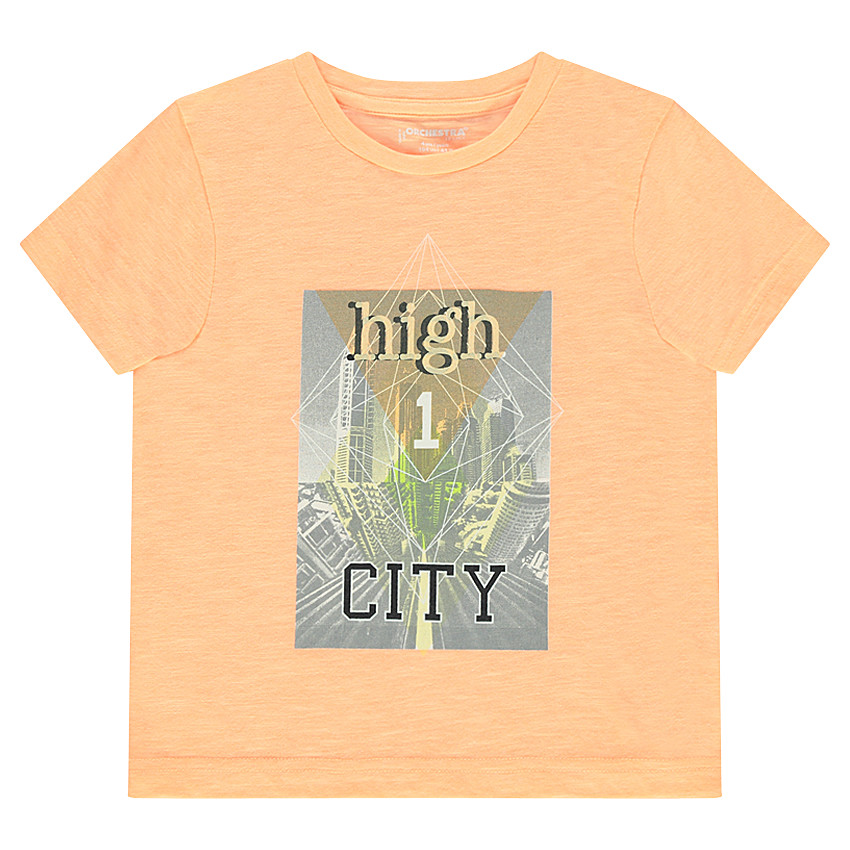 Tee-shirt manches courtes en jersey slub avec print buildings 