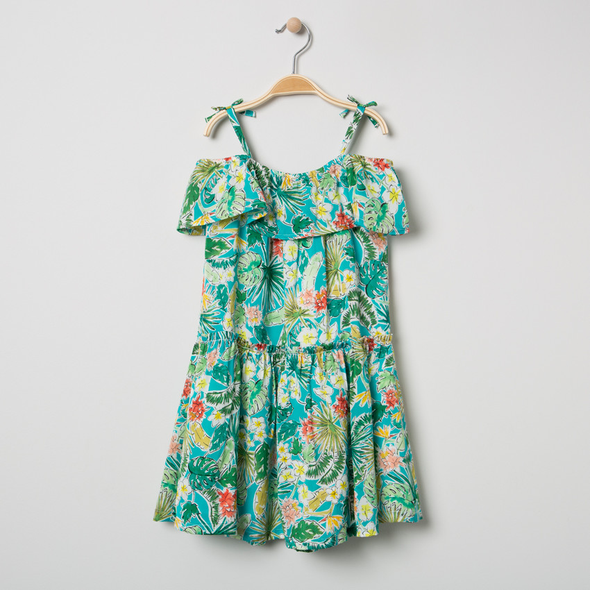 Robe à épaules dénudées et imprimé floral 