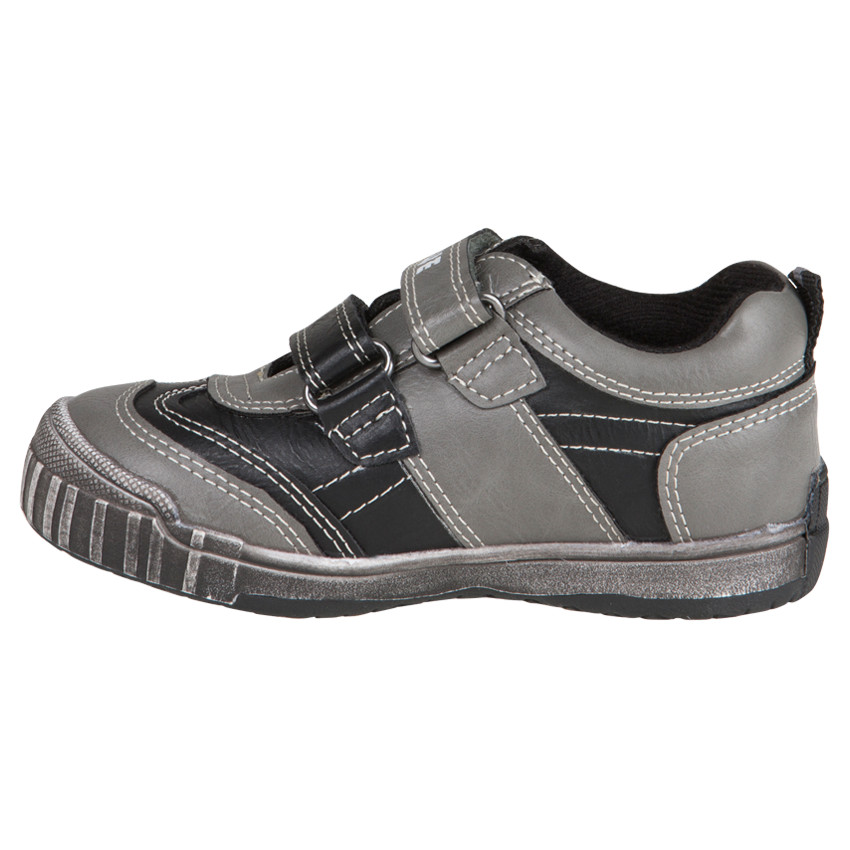 Baskets basses à scratchs aspect cuir 