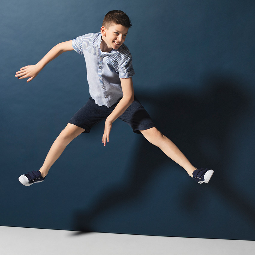 Junior - Chemise manches courtes à rayures placées et poche 