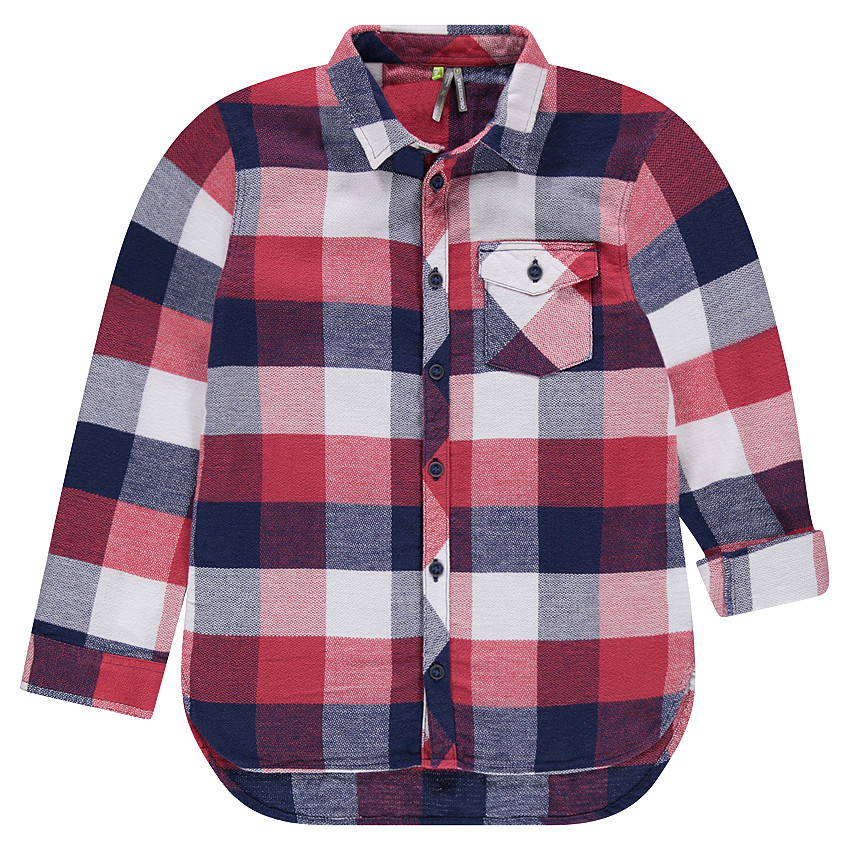Junior - Chemise manches longues à carreaux et poche 