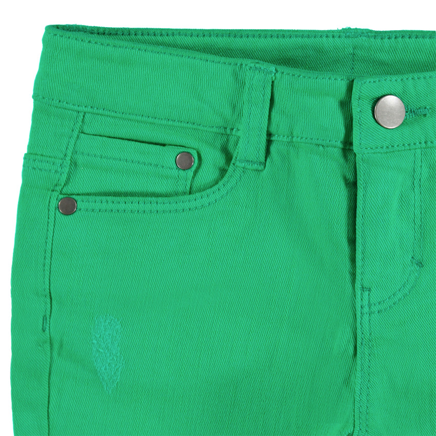 Pantalon en coton effet used uni vert  