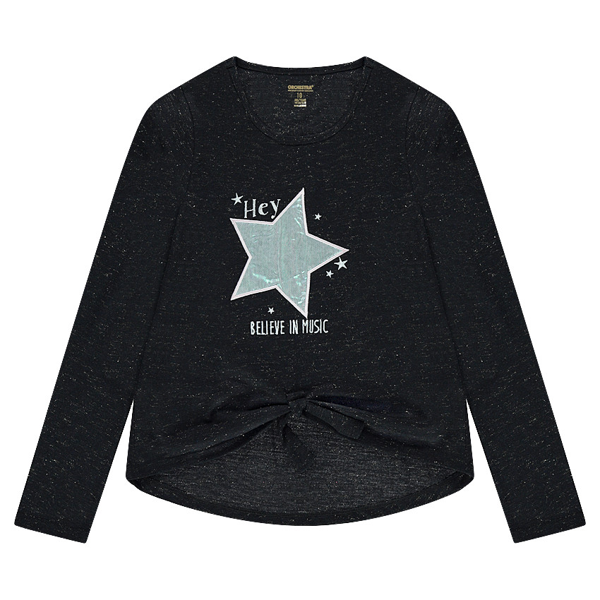 Junior - Tee-shirt manches longues en maille mélangée de fil brillant 