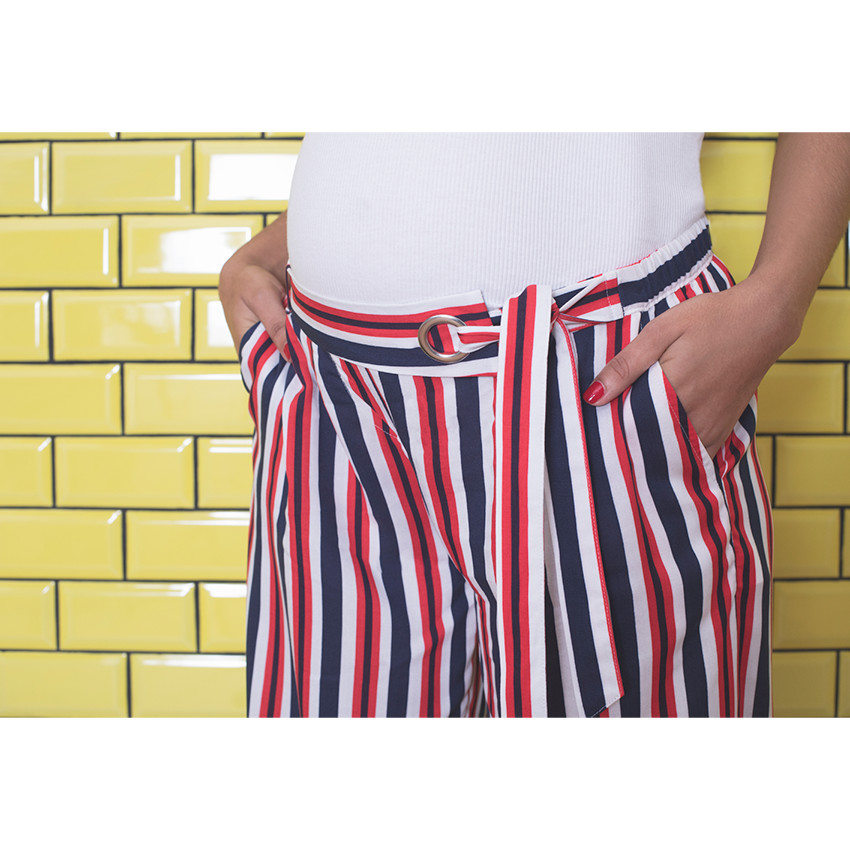 Pantalon palazzo de grossesse à rayures verticales 