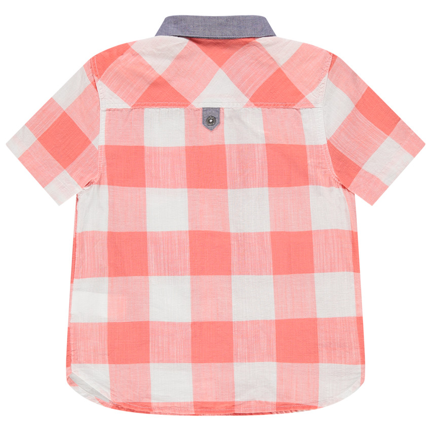 Chemise manches courtes à larges carreaux et détails en chambray 