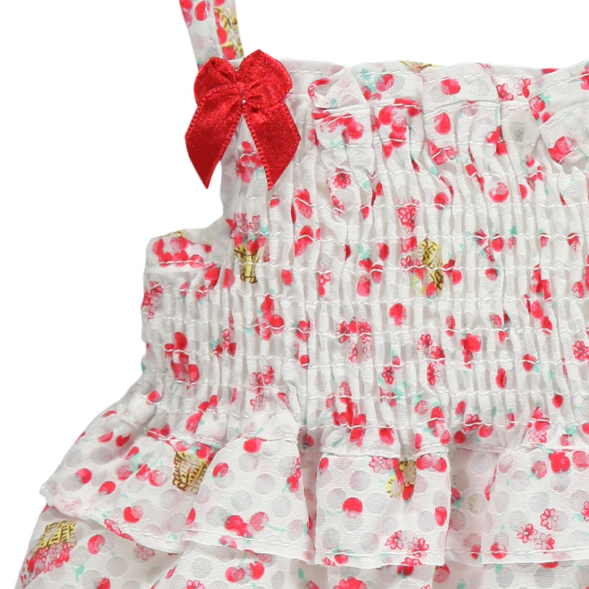 Robe smockée imprimée à bretelles aspect dévoré 