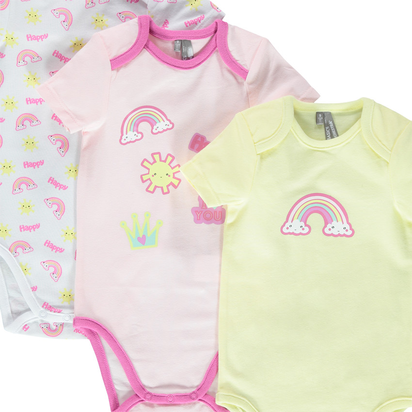 Lot de 5 bodies print fantaisie avec ouverture adaptée à l'âge 