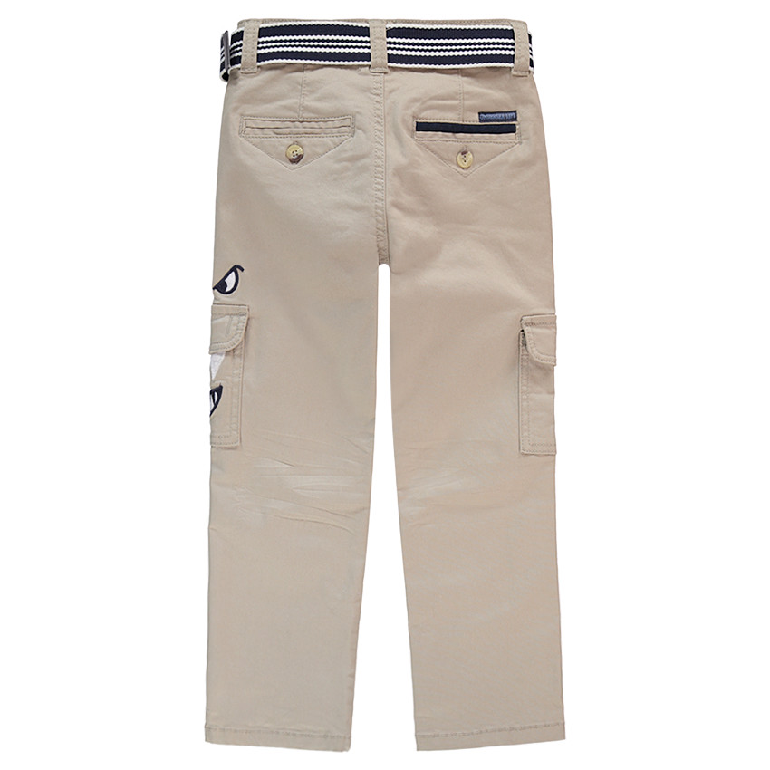 Pantalon en twill avec ceinture amovible et détails brodés 