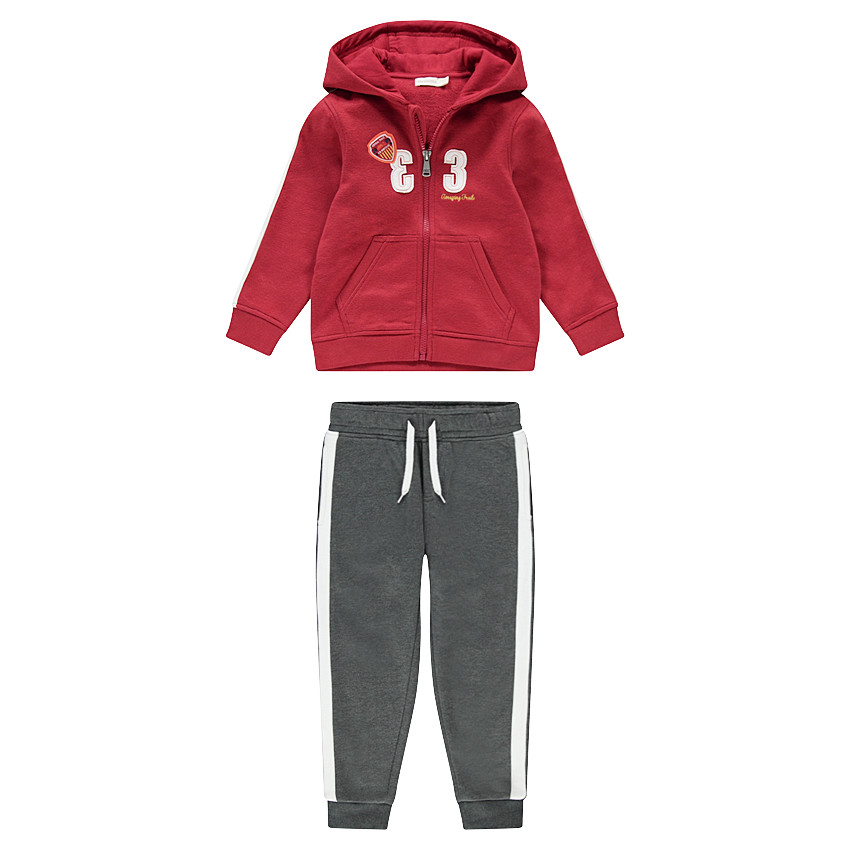 Jogging en molleton bicolore avec bandes contrastées 