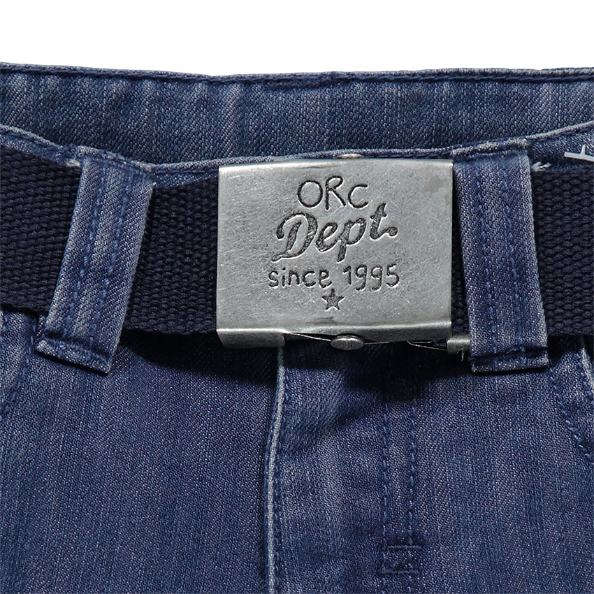 Bermuda en jeans effet used avec poches et ceinture 