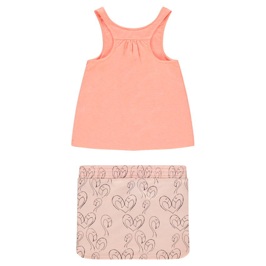Ensemble débardeur en jersey et jupe print flamants roses 